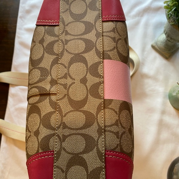 Large pink and brown Coach tote bag - Picture 5 of 7